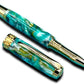 Elegant “Teal Swirl” Handcrafted Gold Rollerball Pen, One of a Kind, Handmade in Colorado. Ink, Velvet Sleeve, and Pen Box Included. - HighlanderPen