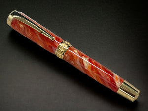 “Orangesicle Swirl”, One of a Kind, Gold Handmade Custom Rollerball Pen. Artisan Rare & Unique, Completely Handcrafted in Co, USA - HighlanderPen