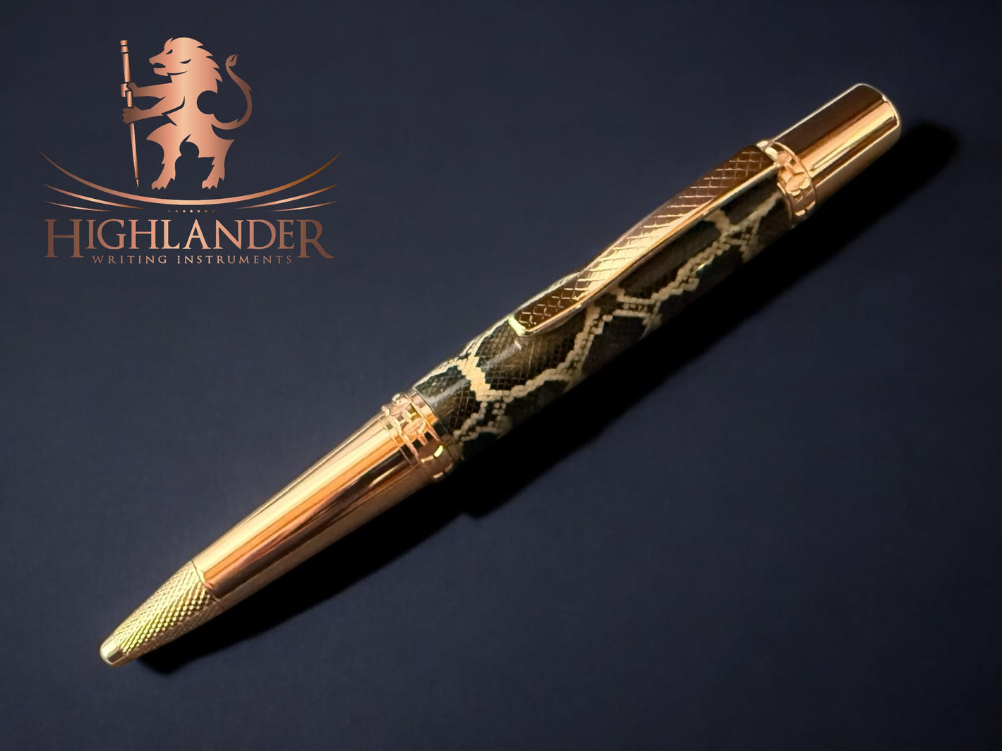 Authentic Burmese Python Ballpoint Pen Red Gold 0320-01