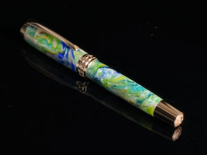 Elegant “Isle Of Mist” Red Gold Rollerball Pen - “A breeze from the sea. A swirl of myth. A pen for dreamers.”