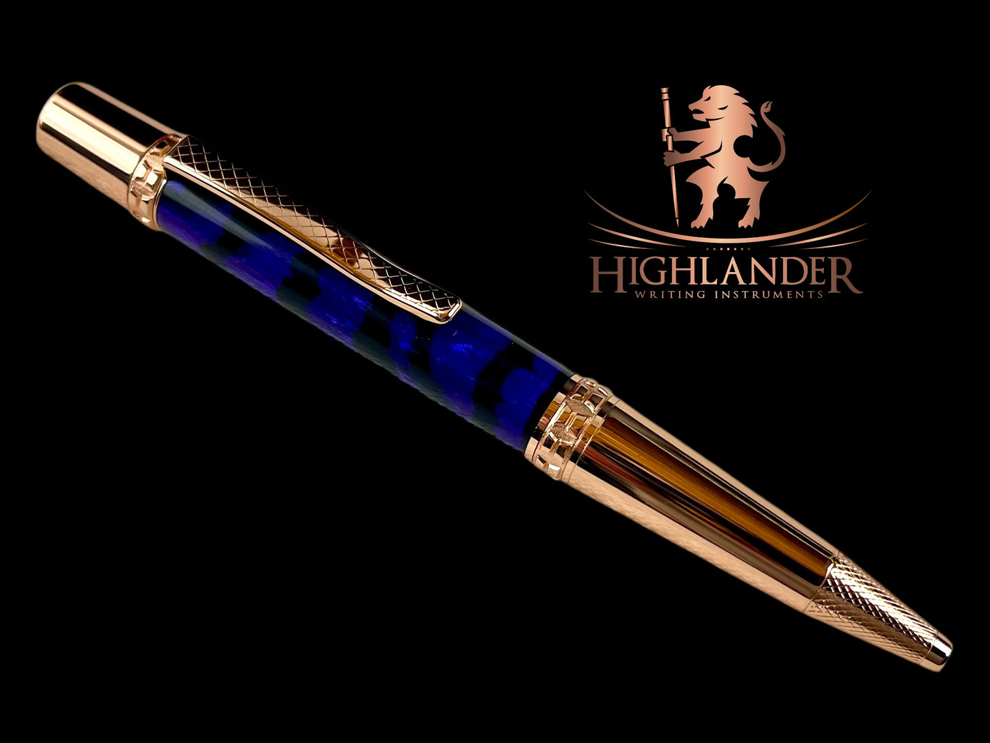 Rose Gold "Grape Zebra" Handmade Glasgow Ballpoint Pen. One of a Kind, Handcrafted by Highlander Pen in CO. Box, Ink, & Sleeve Included. [ML-BP-1205-04]