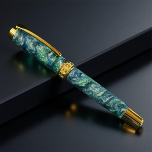 Handcrafted Kona Blue | Gold Fountain Pen by Highlander | Perfect For Collectors and Writing Enthusiasts