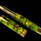 Gold “Anaconda” Handmade Acrylic Rollerball Pen, One of a Kind, Handcrafted in CO. Ink, Velvet Sleeve, and Pen Box Included, By Highlander. [ML-RB-1201-04]