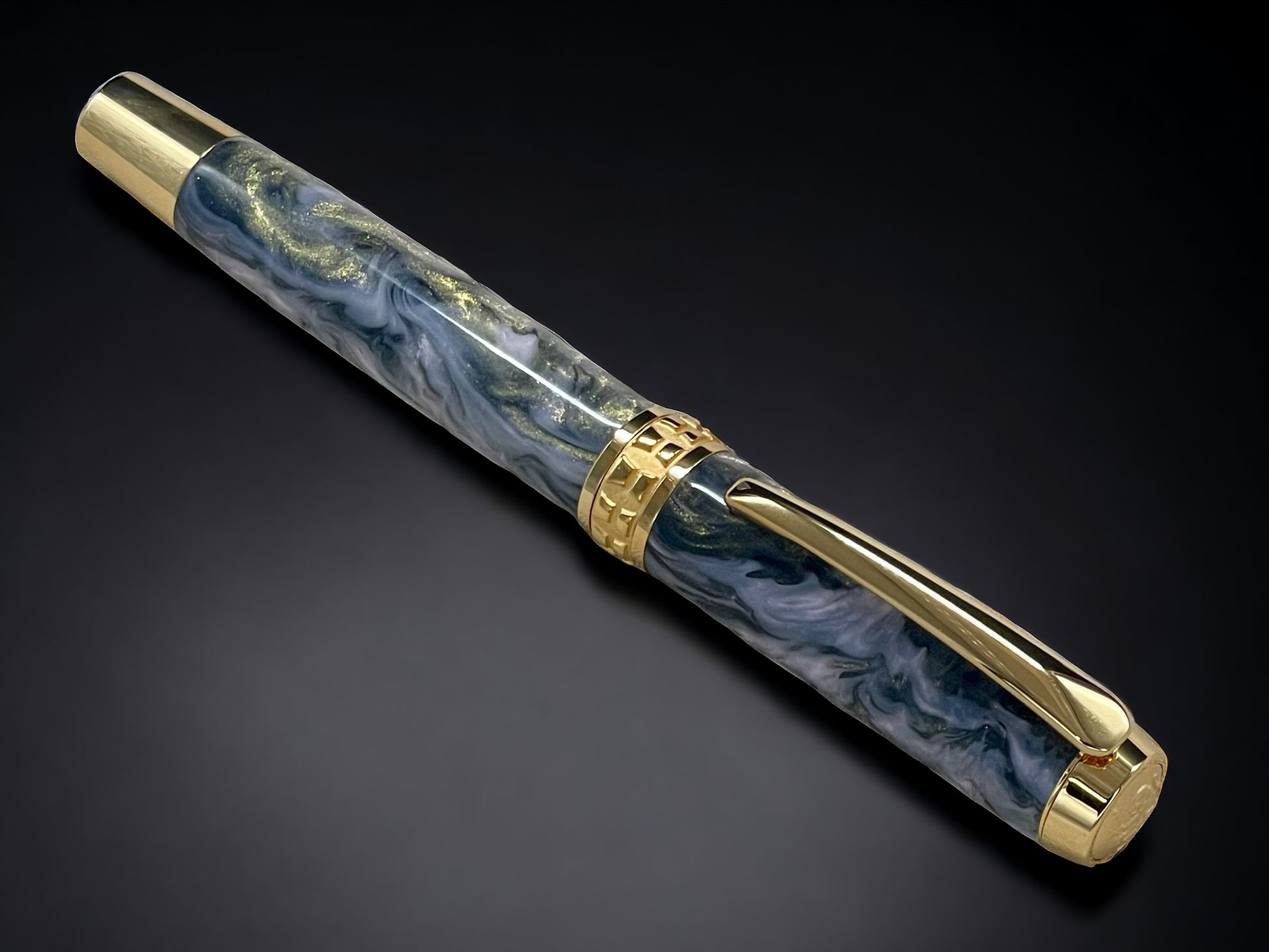 Lavender Swirl, One of a Kind, Handmade Custom Gold “SKYE” Fountain Pen. Artisan Rare & Unique, Completely Handcrafted  in Colorado, USA - HighlanderPen