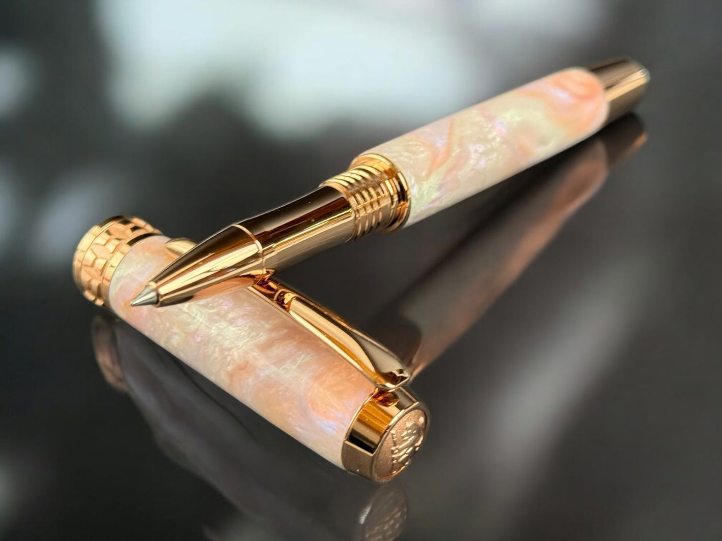 Red Gold “Sunstone Opal” Handmade Rollerball Pen