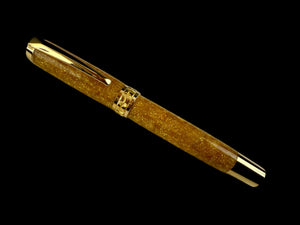 Apollo | Gold Resin Fountain Pen | Polished 24k Gold Trim | Handcrafted by Highlander