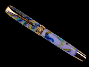 Rose Gold Handmade Elegant Rollerball Pen. One of a Kind, Handcrafted by Highlander Pen in Colorado. Box, Sleeve, & Ink Included. [ML-RB-1120-01]