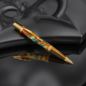 Dragon Skin | Red Gold Glasgow Ballpoint Pen | Luxury Writing Instrument by Highlander