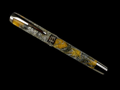 Embervault | Black Titanium & Molten Gold Resin Fountain Pen | Handmade by Highlander