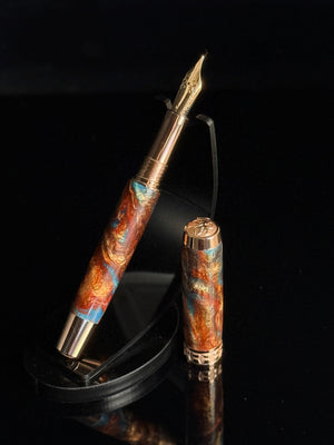 Dragon Skin – Red Gold Fountain Pen | Handmade by Highlander