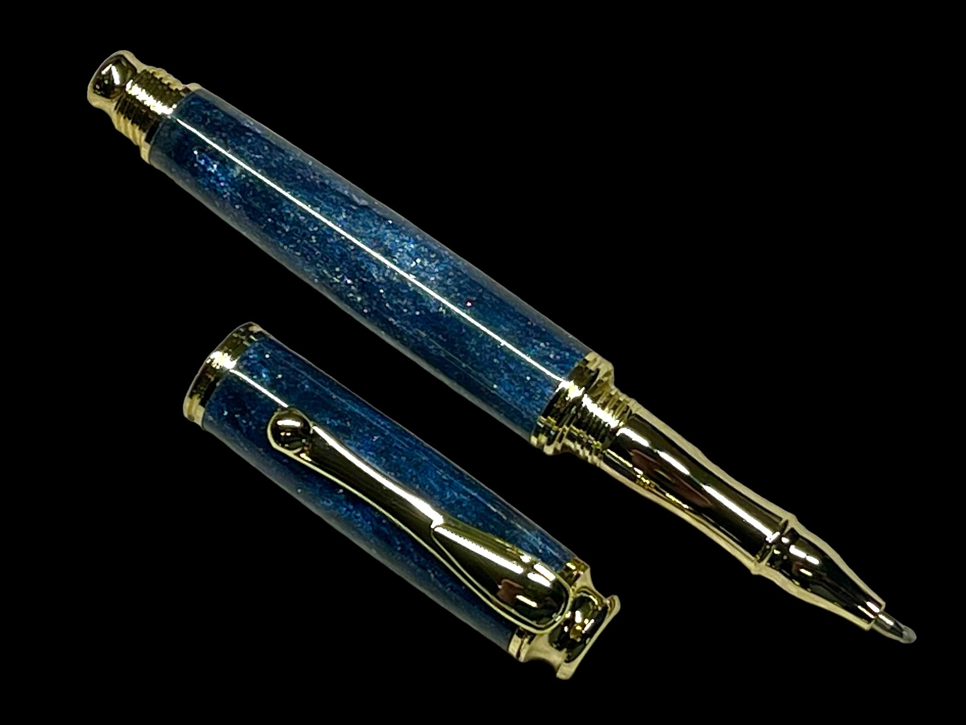 New Elegant Night Sky, Handmade Luxury Gold Rollerball Pen By Highlander Writing Instruments - HighlanderPen