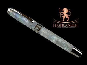 Black Titanium “Black Opal” Handmade Rollerball Pen. One of a Kind. Handcrafted in CO. Ink, Box & Sleeve Included, by Highlander Pen. [ML-RB-1217-03]