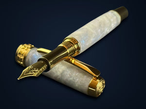 Handcrafted "Black Opal" Gold Fountain Pen by Highlander.  Perfect For Collectors and Writing Enthusiasts