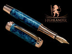 Handcrafted Luxury Rose Gold Fountain Pen, One of a Kind, Handmade in Colorado with Premium Hardware. Ink, Converter, Sleeve & Box Included. - HighlanderPen