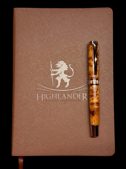 Thuya Burl Wood |  Red Gold Fountain Pen | Highlander Rare Wood Pen Collection