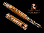 Highlander Edinburgh Certified Bethlehem Olivewood Rose Gold Fountain Pen, Handcrafted in CO. Ink, Converter, Pen Sleeve, & Box Included. - HighlanderPen