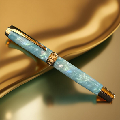 Elegant “Sapphire Opal” Red Gold Fountain Pen - Perfect Luxury Gift