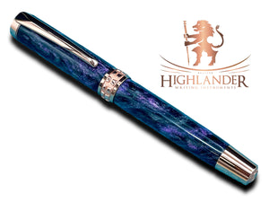 Elegant “Galactic Purple”, Rose Gold Acrylic Rollerball Pen, Artisan Handcrafted Writing Instrument. One of a Kind, with Box, Sleeve, & Ink. - HighlanderPen