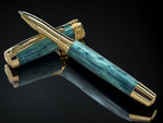 Iridescent Green, One of a Kind Gold, Handmade Custom Acrylic Rollerball Pen. Artisan Rare & Unique, Completely Handcrafted  in Co, USA - HighlanderPen