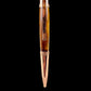 Rose Gold Exotic Thuya Burl Handmade Glasgow Ballpoint Pen. One of a Kind, Handcrafted by Highlander Pen in CO. Box, Ink, & Sleeve Included. [ML-BP-1123-02]