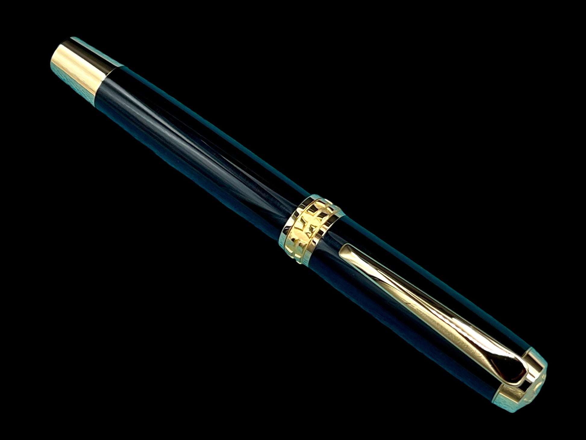 Exotic Gaboon Ebony Wood Handcrafted Luxury Gold Fountain Pen, One of a Kind, Handmade in Colorado. Ink, Converter, Sleeve, & Box Included. - HighlanderPen