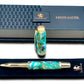 Elegant “Teal Swirl” Handcrafted Gold Rollerball Pen, One of a Kind, Handmade in Colorado. Ink, Velvet Sleeve, and Pen Box Included. - HighlanderPen