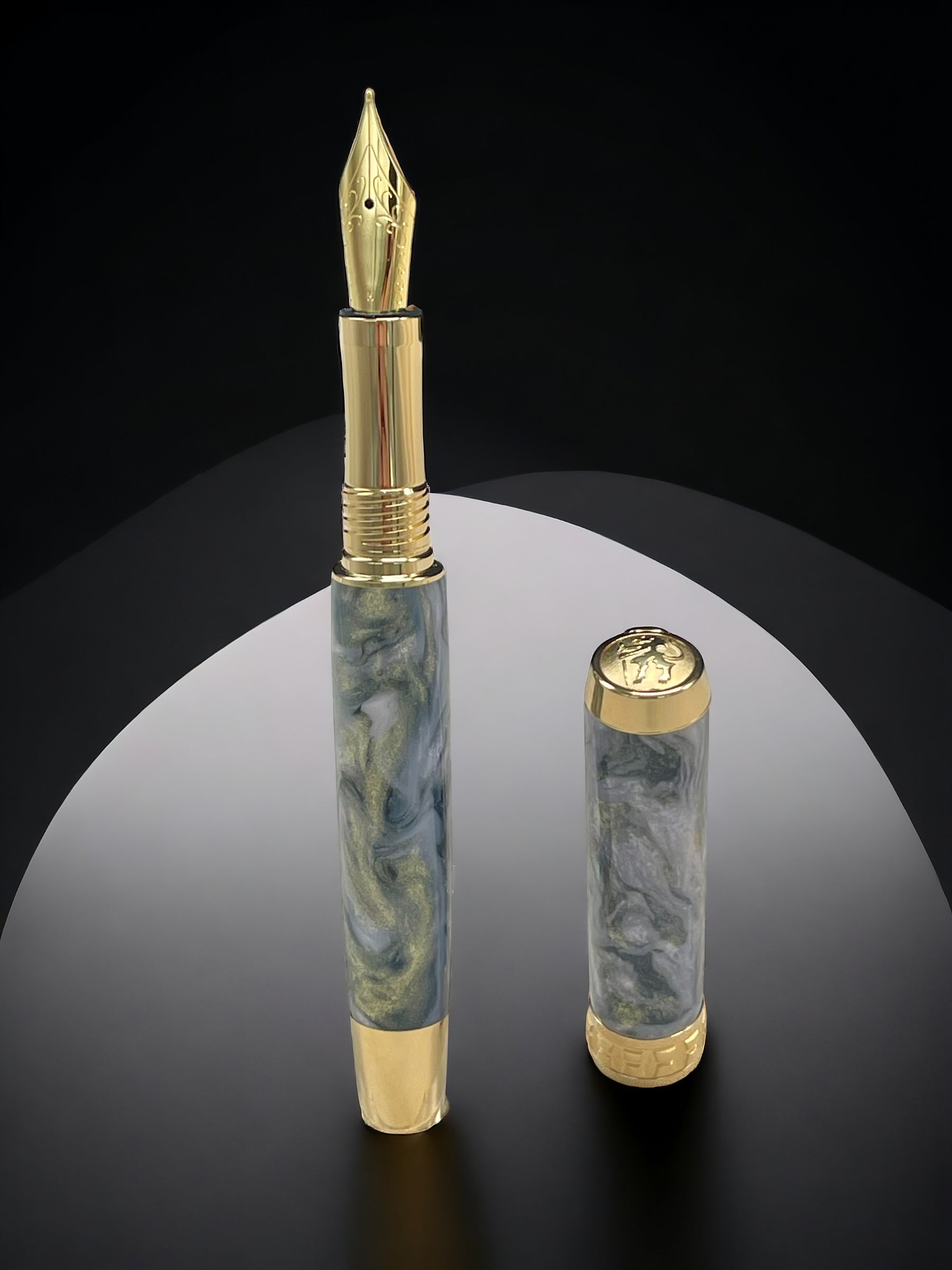 Lavender Swirl, One of a Kind, Handmade Custom Gold “SKYE” Fountain Pen. Artisan Rare & Unique, Completely Handcrafted  in Colorado, USA - HighlanderPen