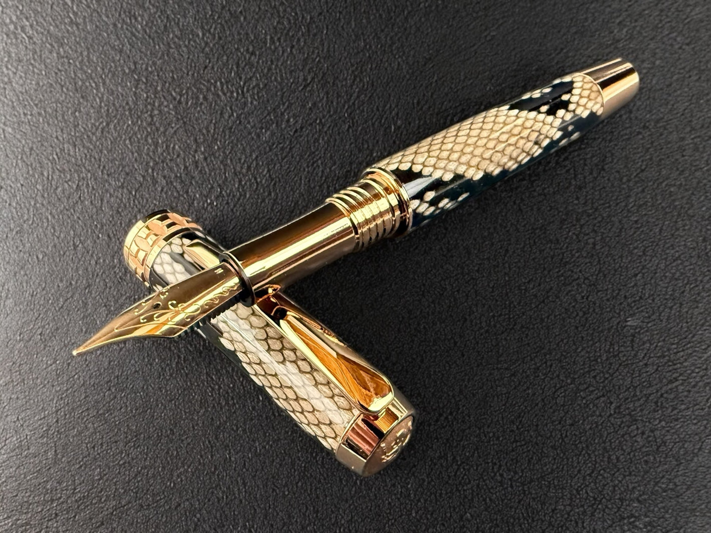 Authentic Reticulated Python Red Gold Fountain Pen 0226