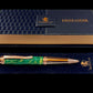 Rose Gold "British Racing Green" Handmade Glasgow Ballpoint Pen. One of a Kind, Handcrafted by Highlander Pen. Box, Ink, & Sleeve Included. [ML-BP-1123-07]