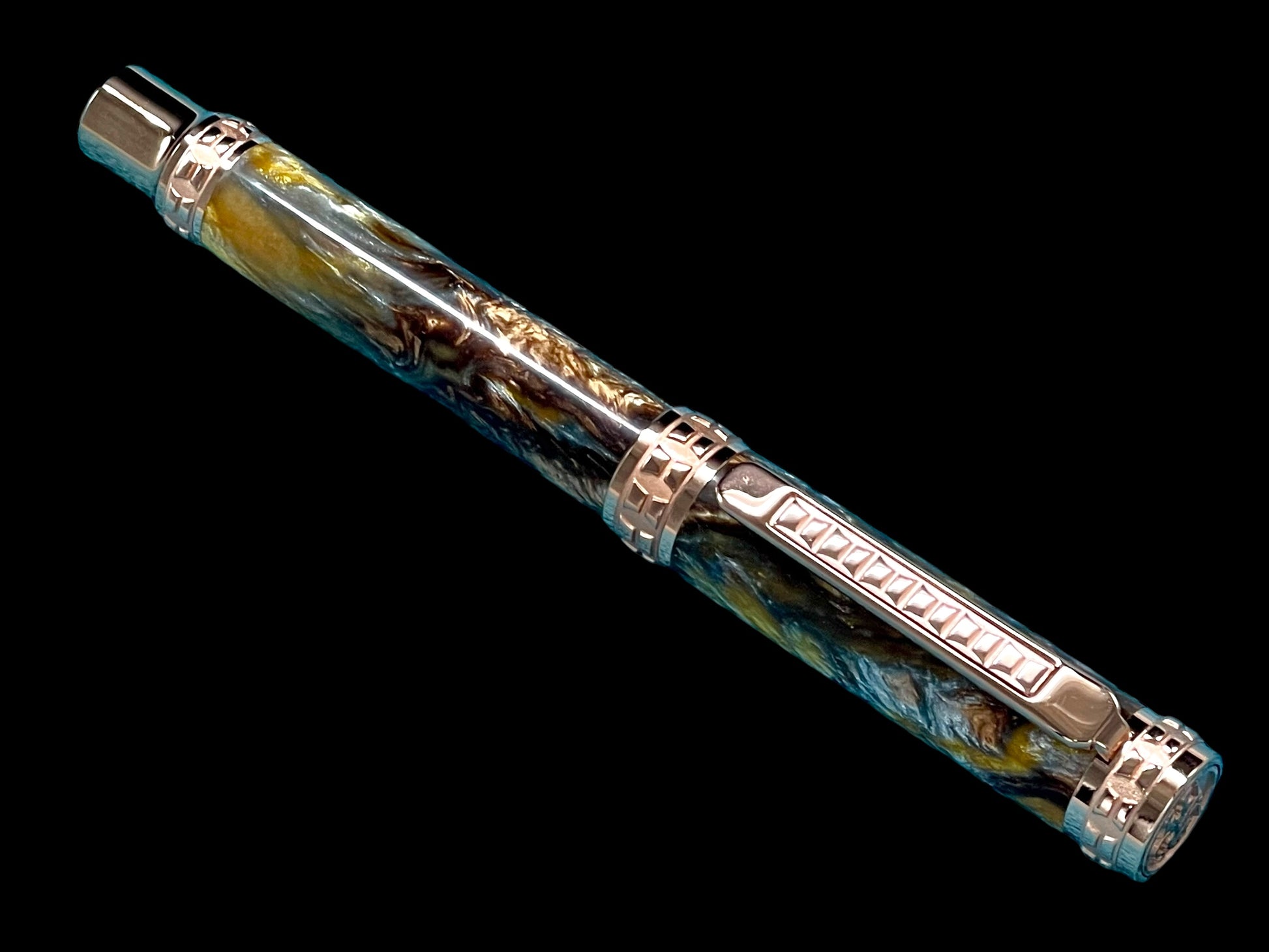 Highlander Edinburgh “Molten Metals” Rose Gold Fountain Pen, One of a Kind, Handcrafted in CO. Ink, Converter, Pen Sleeve, & Box Included. - HighlanderPen