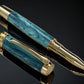 Iridescent Green, One of a Kind Gold, Handmade Custom Acrylic Rollerball Pen. Artisan Rare & Unique, Completely Handcrafted  in Co, USA - HighlanderPen