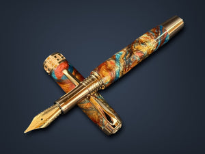 Dragon Skin fountain pen with red gold trim – luxury handcrafted pen
