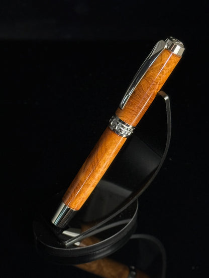 Amboyna Sovereign | Exotic Amboyna Wood & Black Titanium Fountain Pen | Handmade by Highlander