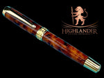 Exotic Thuya Burl Wood~Highlander Handcrafted Gold Rollerball Pen, One of a Kind, Handmade in CO. Ink, Velvet Sleeve, and Pen Box Included. (ML-RB-0926-03) - HighlanderPen