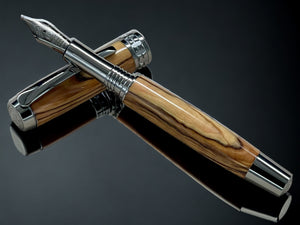 Bethlehem Olivewood, One of a Kind, Highlander "SKYE" Black Titanium Handmade Fountain Pen, Custom, Artisan Rare & Unique Handcrafted in CO. - HighlanderPen