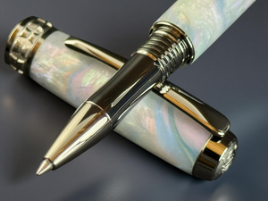 Bespoke “Sapphire Opal” Black Titanium Rollerball Pen - A Gift To Be Admired For Years To Come