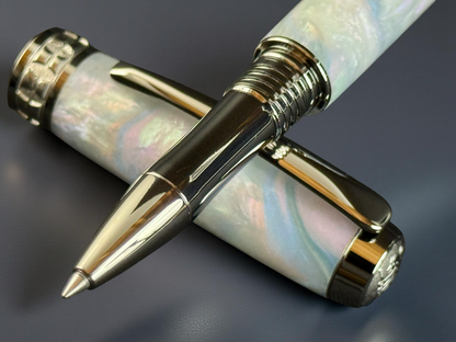 Bespoke “Sapphire Opal” Black Titanium Rollerball Pen - A Gift To Be Admired For Years To Come