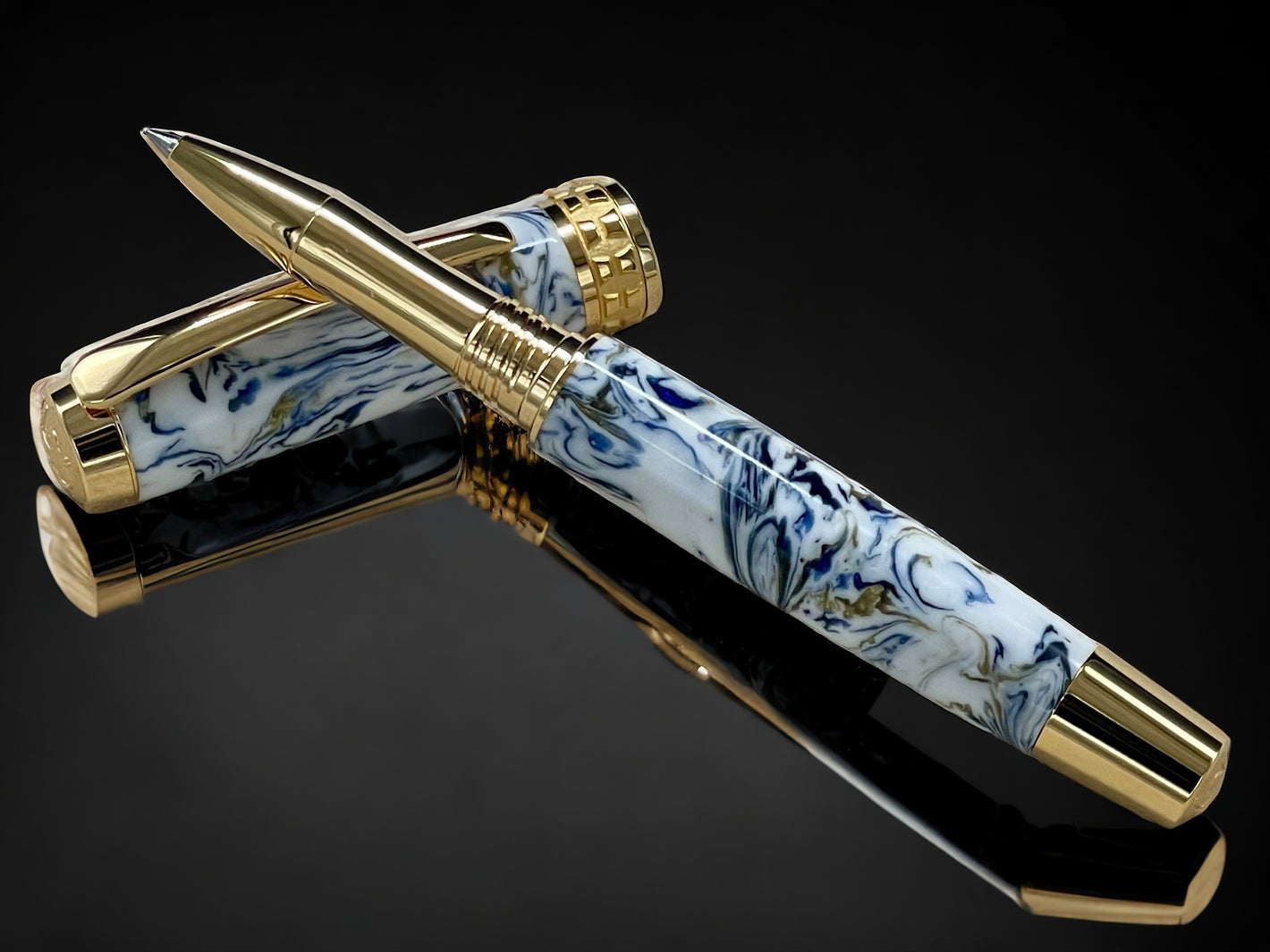 Ming Dynasty, One of a Kind Gold Highlander SKYE Handmade Custom Acrylic Rollerball Pen. Artisan Rare & Unique, Completely Handcrafted in CO - HighlanderPen