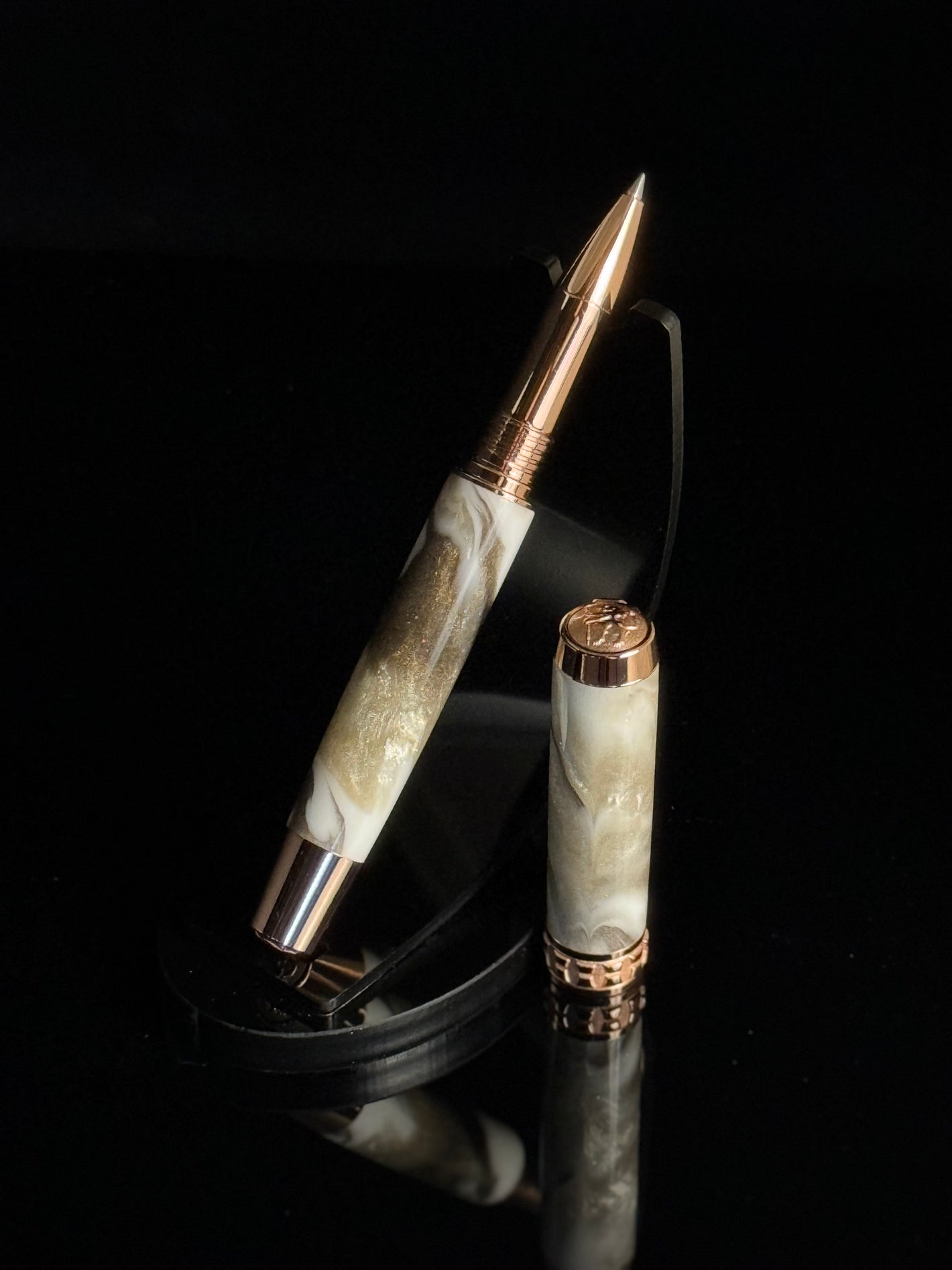 “Champagne Marble” Red Gold Rollerball Pen