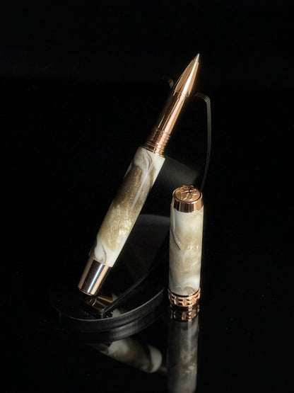 “Champagne Marble” Red Gold Rollerball Pen