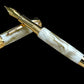 Gold Handmade Fountain Pen, Luxury, Acrylic, One of a Kind, Handcrafted in CO. Ink, Converter, Sleeve, & Box Included. By Highlander Pen. [ML-FP-1012-01]