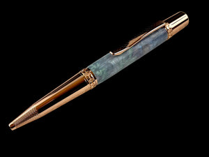 Red Gold "Mystic Opal" Handmade Glasgow Ballpoint Pen. One of a Kind, Handcrafted by Highlander Pen in CO. Box, Ink, & Sleeve Included. [ML-BP-1123-05]