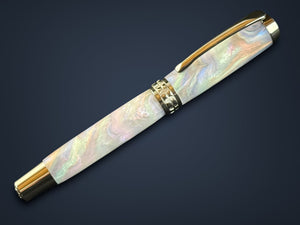 Handcrafted “Mystic Opal” | Black Titanium Fountain Pen by Highlander. Perfect for the Writing Enthusiast