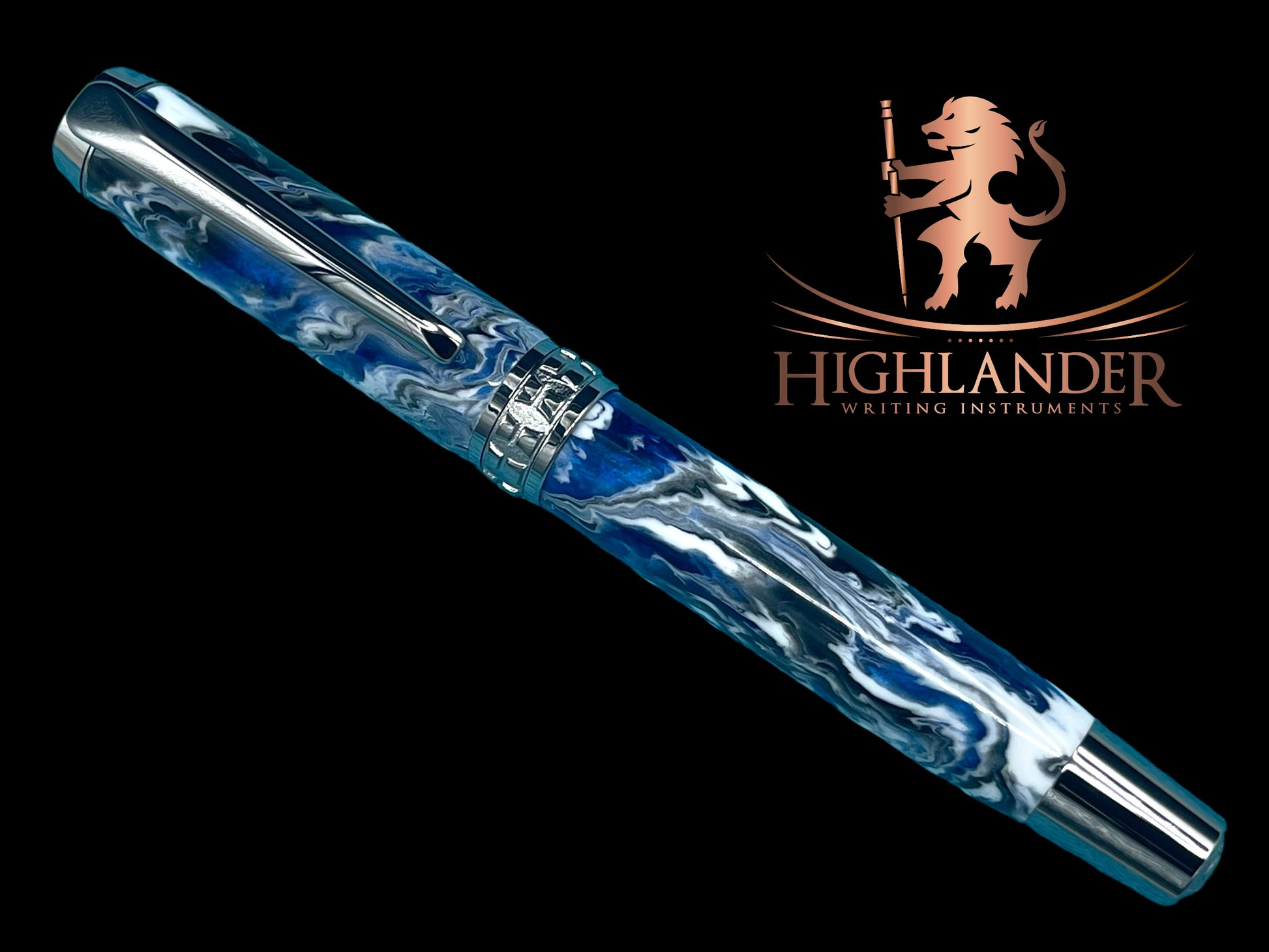 Highlander Black Titanium Handmade Fountain Pen, Handcrafted in Colorado. Converter, Ink, Sleeve & Box Included. (ML-FP-0927-01) - HighlanderPen