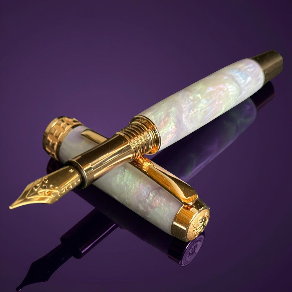 Red Gold “Amethyst Opal” Handcrafted Highlander Fountain Pen - Perfect Gift