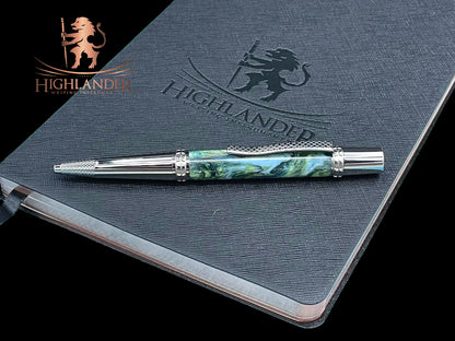 Highlander~Handmade Black Titanium Ballpoint Pen, Artisan One of a Kind Writing Instrument. Handcrafted in Colorado. With Ink, Sleeve & Box. ML-BP-0925-01 - HighlanderPen