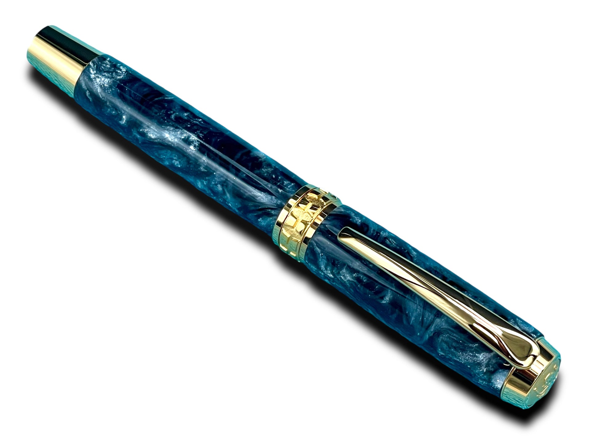 Elegant “Black-Silver” Handcrafted Luxury Gold Fountain Pen, One of a Kind, Handmade in Colorado. Ink, Converter, Sleeve, & Box Included. - HighlanderPen