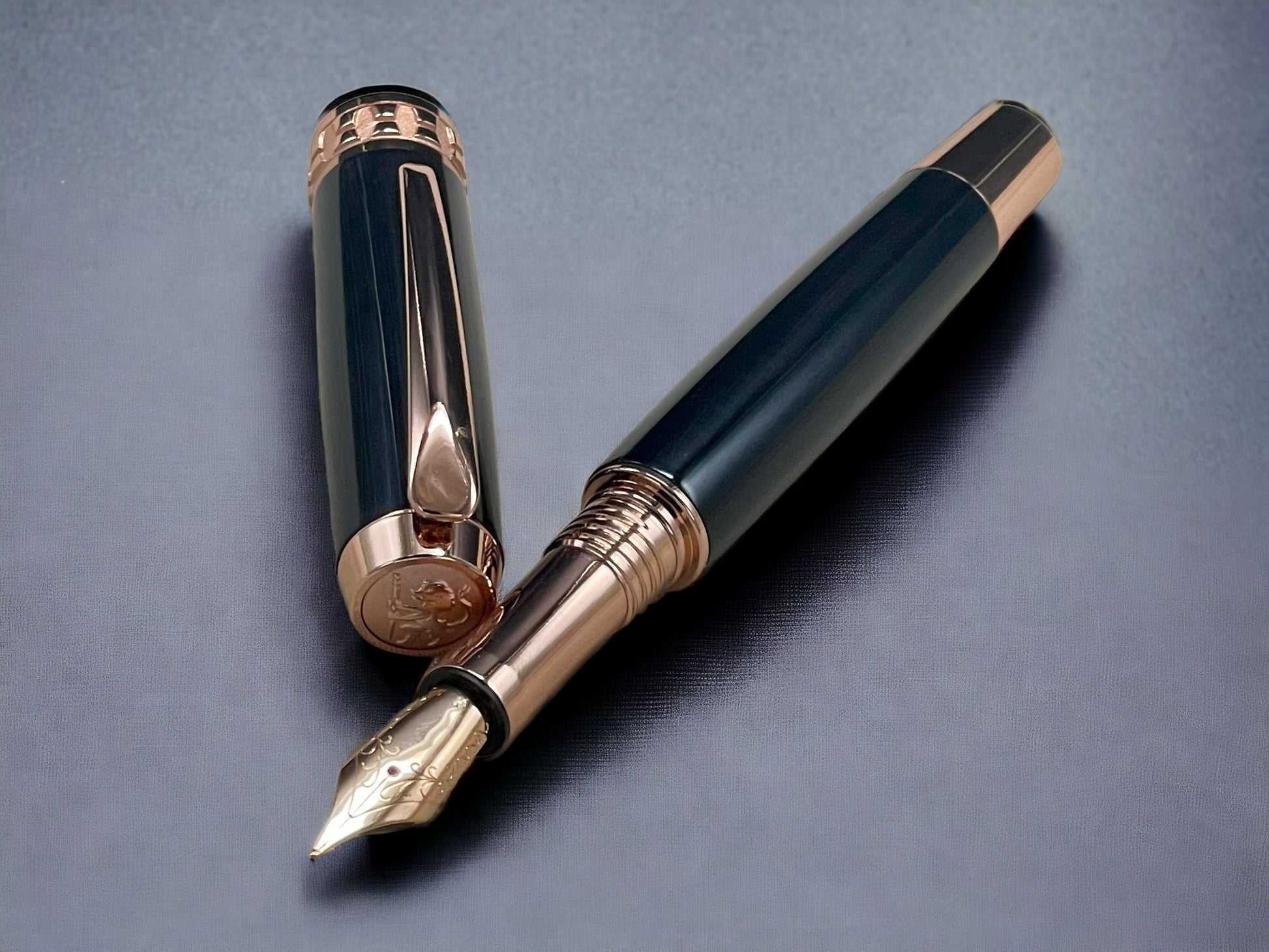 Exotic Gaboon Ebony, One of a Kind Rose Gold, Handmade Custom Fountain Pen. Artisan Rare & Unique, Completely Handcrafted in Colorado, USA. - HighlanderPen