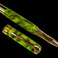 Gold “Anaconda” Handmade Acrylic Rollerball Pen, One of a Kind, Handcrafted in CO. Ink, Velvet Sleeve, and Pen Box Included, By Highlander. [ML-RB-1201-04]