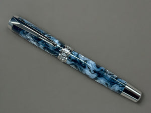 “Black And Pearl” Black Titanium Rollerball Pen, Artisan Handcrafted Writing Instrument. Handmade with Custom Hardware in CO. One of a Kind. - HighlanderPen